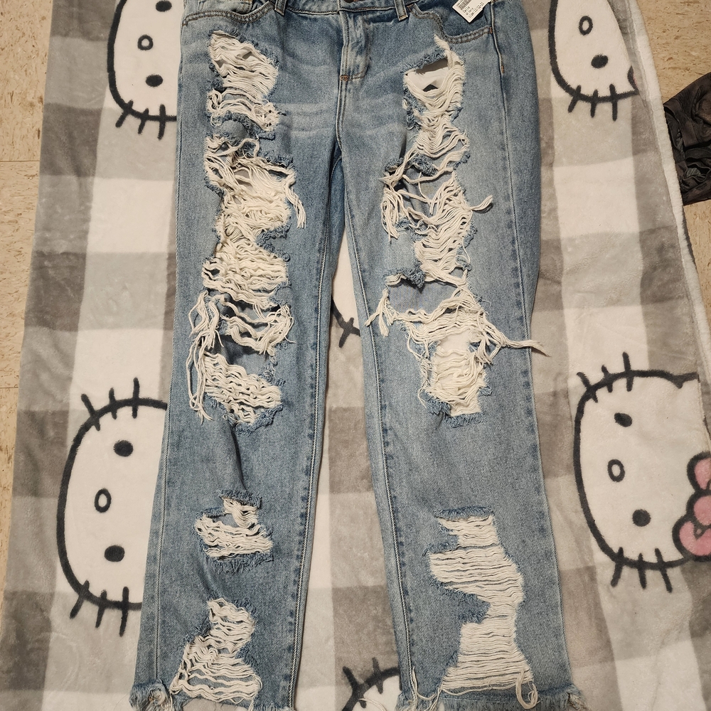 Cello Light Blue Distressed Boyfriend Jeans
